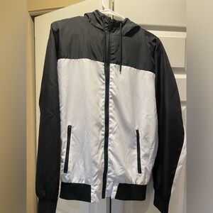Stylish Black and White Windbreaker
